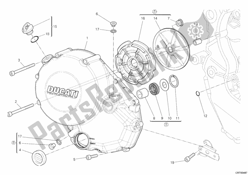All parts for the Clutch Cover of the Ducati Multistrada 1200 USA 2011